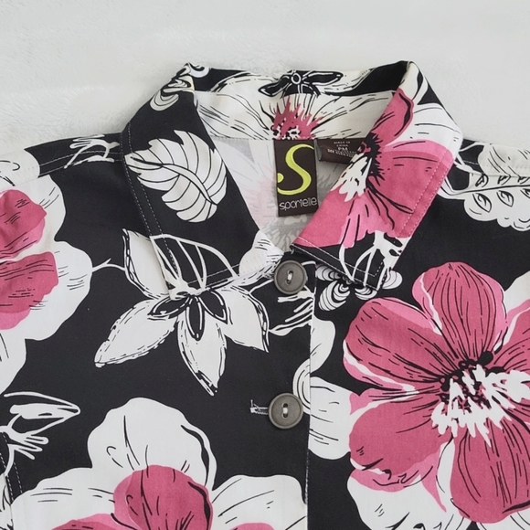 Sportelle Black Pink White Button Down Spring/Summer Jacket Size PM - Picture 5 of 9